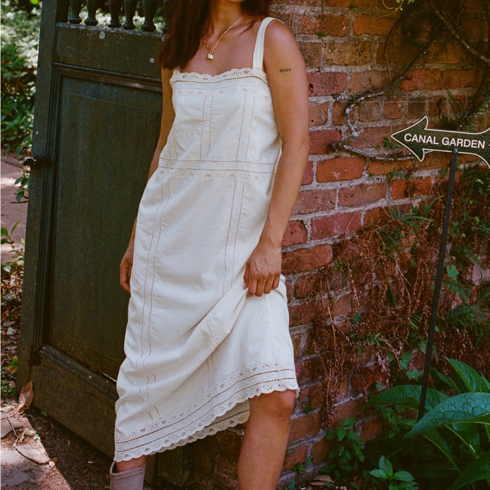 aerie Cream Lace Midi Dress